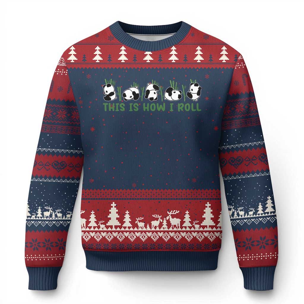 This Is How I Roll Ugly Christmas Sweater Cute Bear Panda Lover - Wonder Print Shop