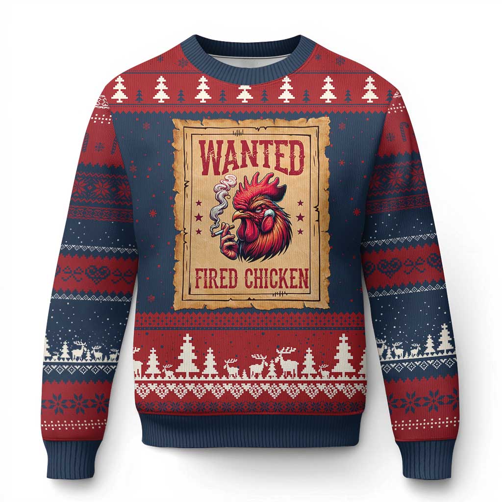 Funny Weed Lover Cannabis 420 Ugly Christmas Sweater Fried Chicken - Wonder Print Shop