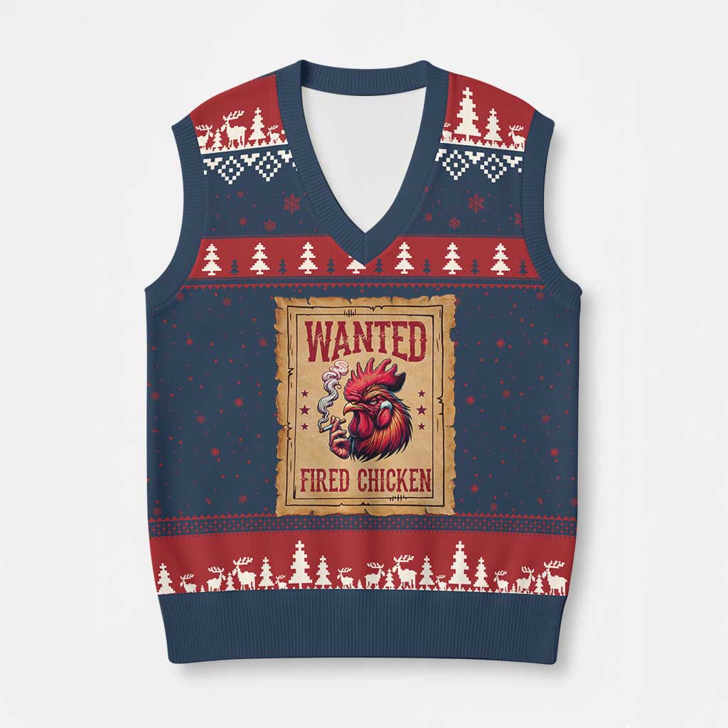 Funny Weed Lover Cannabis 420 V-Neck Knit Sweater Vest Fried Chicken - Wonder Print Shop