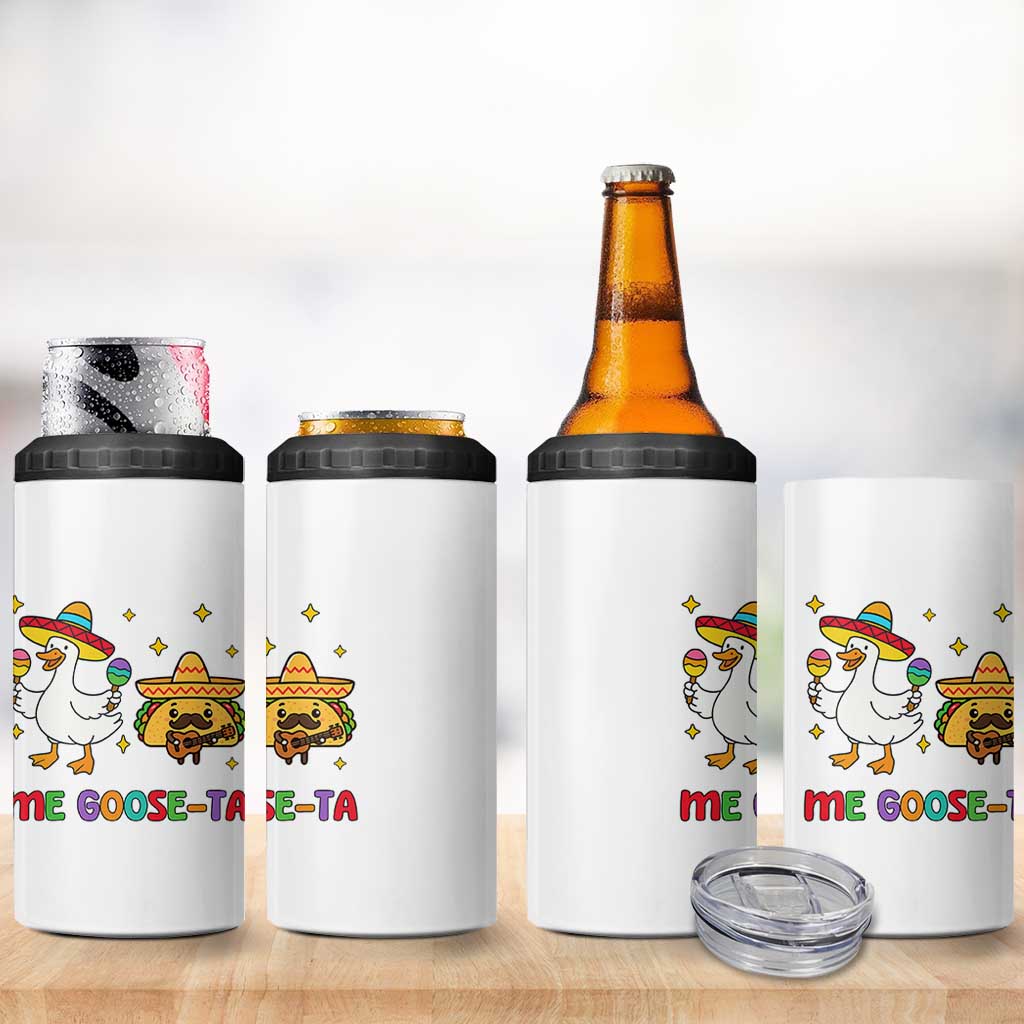 Me Goose Ta Mexican 4 in 1 Can Cooler Tumbler Funny Spanish Taco Mexican Food Meme