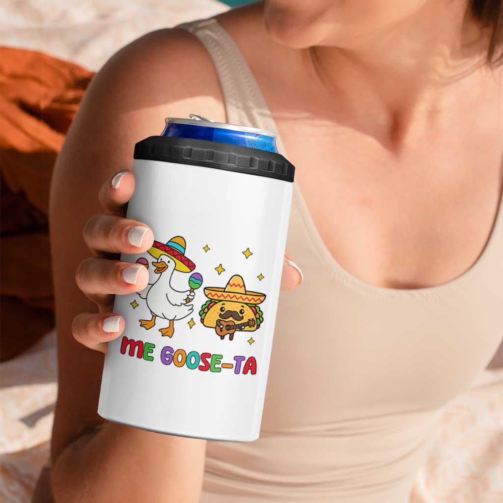 Me Goose Ta Mexican 4 in 1 Can Cooler Tumbler Funny Spanish Taco Mexican Food Meme