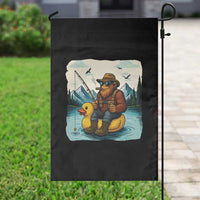 Funny Bigfoot Fishing Garden Flag Sasquatch Sitting Rubber Duckie Cruise - Wonder Print Shop