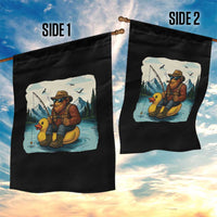 Funny Bigfoot Fishing Garden Flag Sasquatch Sitting Rubber Duckie Cruise - Wonder Print Shop