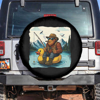 Funny Bigfoot Fishing Spare Tire Cover Sasquatch Sitting Rubber Duckie Cruise - Wonder Print Shop