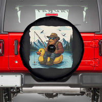 Funny Bigfoot Fishing Spare Tire Cover Sasquatch Sitting Rubber Duckie Cruise - Wonder Print Shop