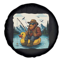 Funny Bigfoot Fishing Spare Tire Cover Sasquatch Sitting Rubber Duckie Cruise - Wonder Print Shop
