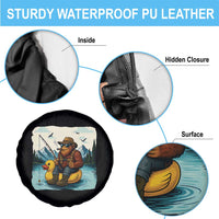 Funny Bigfoot Fishing Spare Tire Cover Sasquatch Sitting Rubber Duckie Cruise - Wonder Print Shop