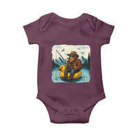 Funny Bigfoot Fishing Baby Onesie Sasquatch Sitting Rubber Duckie Cruise - Wonder Print Shop