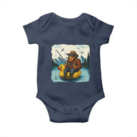 Funny Bigfoot Fishing Baby Onesie Sasquatch Sitting Rubber Duckie Cruise - Wonder Print Shop
