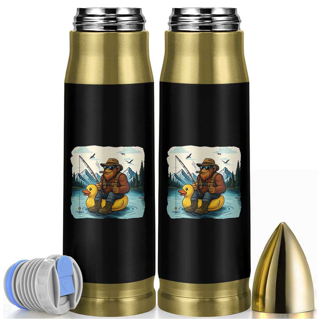 Funny Bigfoot Fishing Bullet Tumbler Sasquatch Sitting Rubber Duckie Cruise - Wonder Print Shop