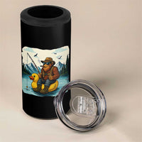 Funny Bigfoot Fishing 4 in 1 Can Cooler Tumbler Sasquatch Sitting Rubber Duckie Cruise - Wonder Print Shop