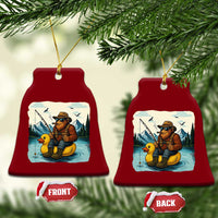 Funny Bigfoot Fishing Ceramic Ornament Sasquatch Sitting Rubber Duckie Cruise - undefined