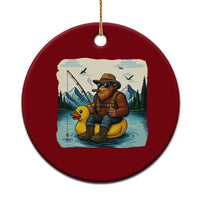 Funny Bigfoot Fishing Ceramic Ornament Sasquatch Sitting Rubber Duckie Cruise - undefined