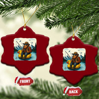 Funny Bigfoot Fishing Ceramic Ornament Sasquatch Sitting Rubber Duckie Cruise - undefined
