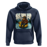 Funny Bigfoot Fishing Hoodie Sasquatch Sitting Rubber Duckie Cruise - Wonder Print Shop