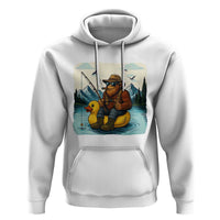 Funny Bigfoot Fishing Hoodie Sasquatch Sitting Rubber Duckie Cruise - Wonder Print Shop