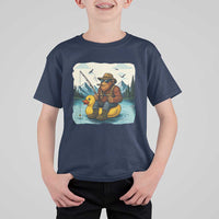 Funny Bigfoot Fishing T Shirt For Kid Sasquatch Sitting Rubber Duckie Cruise - Wonder Print Shop