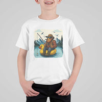 Funny Bigfoot Fishing T Shirt For Kid Sasquatch Sitting Rubber Duckie Cruise - Wonder Print Shop