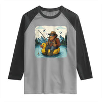 Funny Bigfoot Fishing Raglan Shirt Sasquatch Sitting Rubber Duckie Cruise - Wonder Print Shop