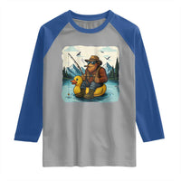Funny Bigfoot Fishing Raglan Shirt Sasquatch Sitting Rubber Duckie Cruise - Wonder Print Shop