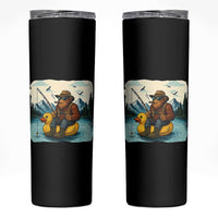 Funny Bigfoot Fishing Skinny Tumbler Sasquatch Sitting Rubber Duckie Cruise - Wonder Print Shop