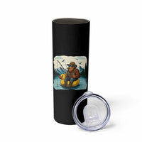 Funny Bigfoot Fishing Skinny Tumbler Sasquatch Sitting Rubber Duckie Cruise - Wonder Print Shop