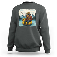Funny Bigfoot Fishing Sweatshirt Sasquatch Sitting Rubber Duckie Cruise - Wonder Print Shop