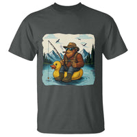 Funny Bigfoot Fishing T Shirt Sasquatch Sitting Rubber Duckie Cruise - Wonder Print Shop