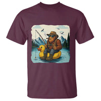 Funny Bigfoot Fishing T Shirt Sasquatch Sitting Rubber Duckie Cruise - Wonder Print Shop