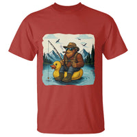 Funny Bigfoot Fishing T Shirt Sasquatch Sitting Rubber Duckie Cruise - Wonder Print Shop