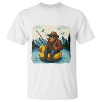 Funny Bigfoot Fishing T Shirt Sasquatch Sitting Rubber Duckie Cruise - Wonder Print Shop