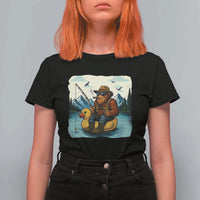 Funny Bigfoot Fishing T Shirt For Women Sasquatch Sitting Rubber Duckie Cruise - Wonder Print Shop
