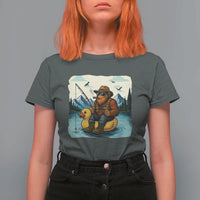 Funny Bigfoot Fishing T Shirt For Women Sasquatch Sitting Rubber Duckie Cruise - Wonder Print Shop