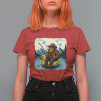 Funny Bigfoot Fishing T Shirt For Women Sasquatch Sitting Rubber Duckie Cruise - Wonder Print Shop