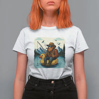 Funny Bigfoot Fishing T Shirt For Women Sasquatch Sitting Rubber Duckie Cruise - Wonder Print Shop