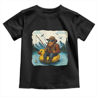 Funny Bigfoot Fishing Toddler T Shirt Sasquatch Sitting Rubber Duckie Cruise - Wonder Print Shop