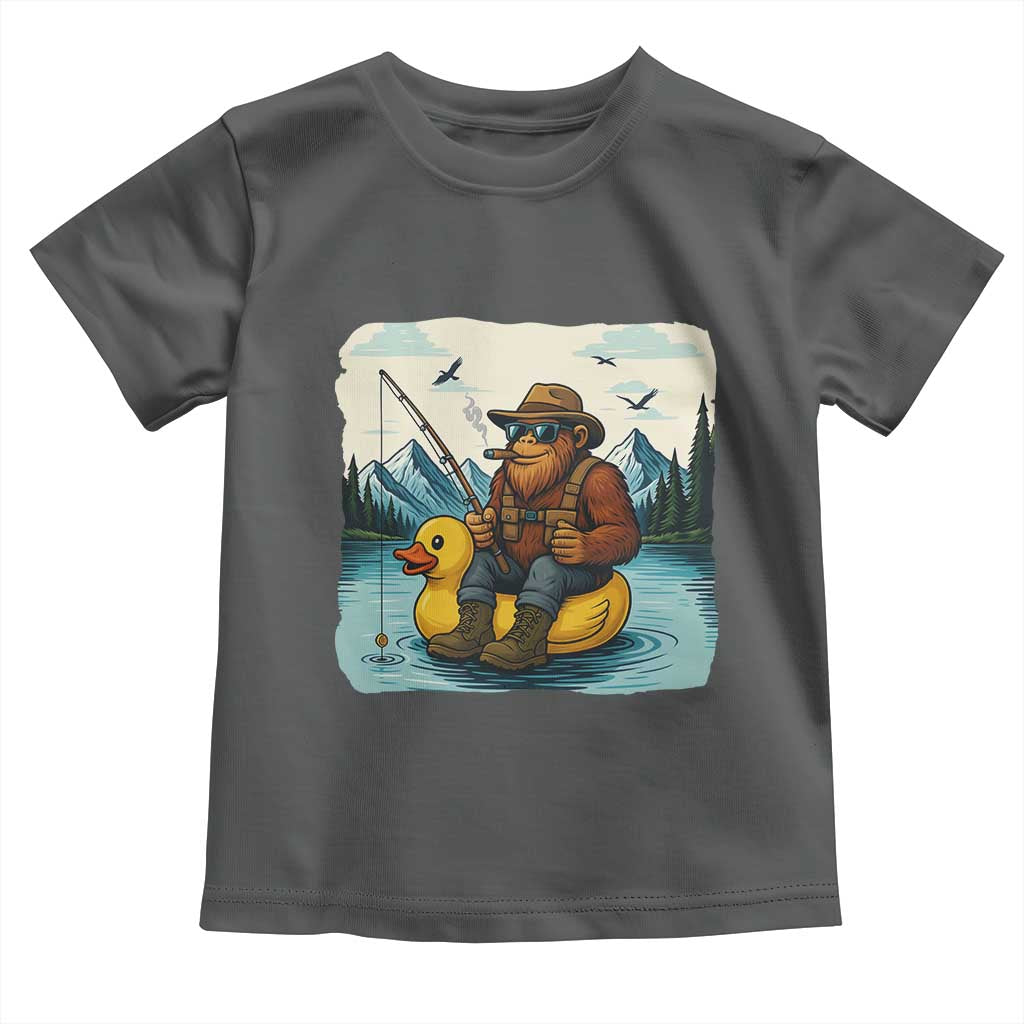 Funny Bigfoot Fishing Toddler T Shirt Sasquatch Sitting Rubber Duckie Cruise - Wonder Print Shop