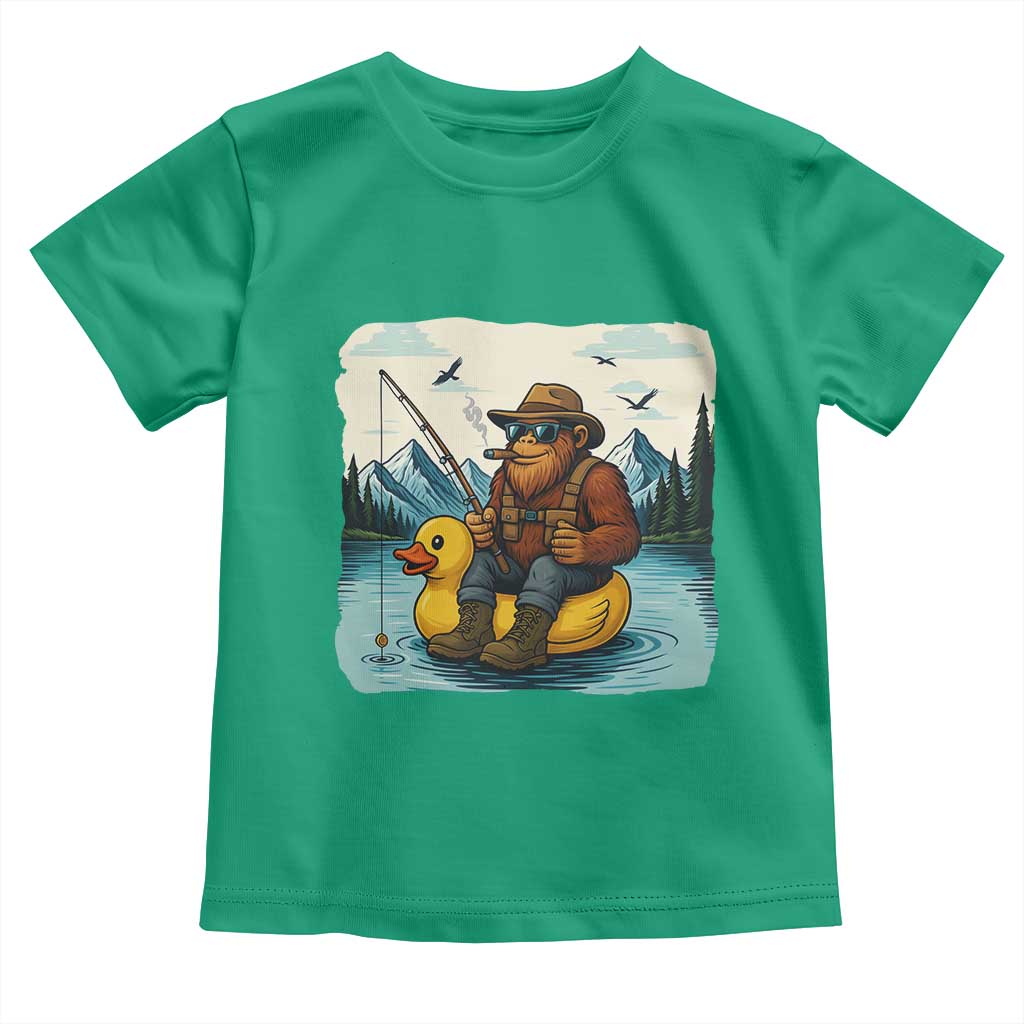 Funny Bigfoot Fishing Toddler T Shirt Sasquatch Sitting Rubber Duckie Cruise - Wonder Print Shop