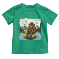 Funny Bigfoot Fishing Toddler T Shirt Sasquatch Sitting Rubber Duckie Cruise - Wonder Print Shop