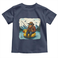 Funny Bigfoot Fishing Toddler T Shirt Sasquatch Sitting Rubber Duckie Cruise - Wonder Print Shop