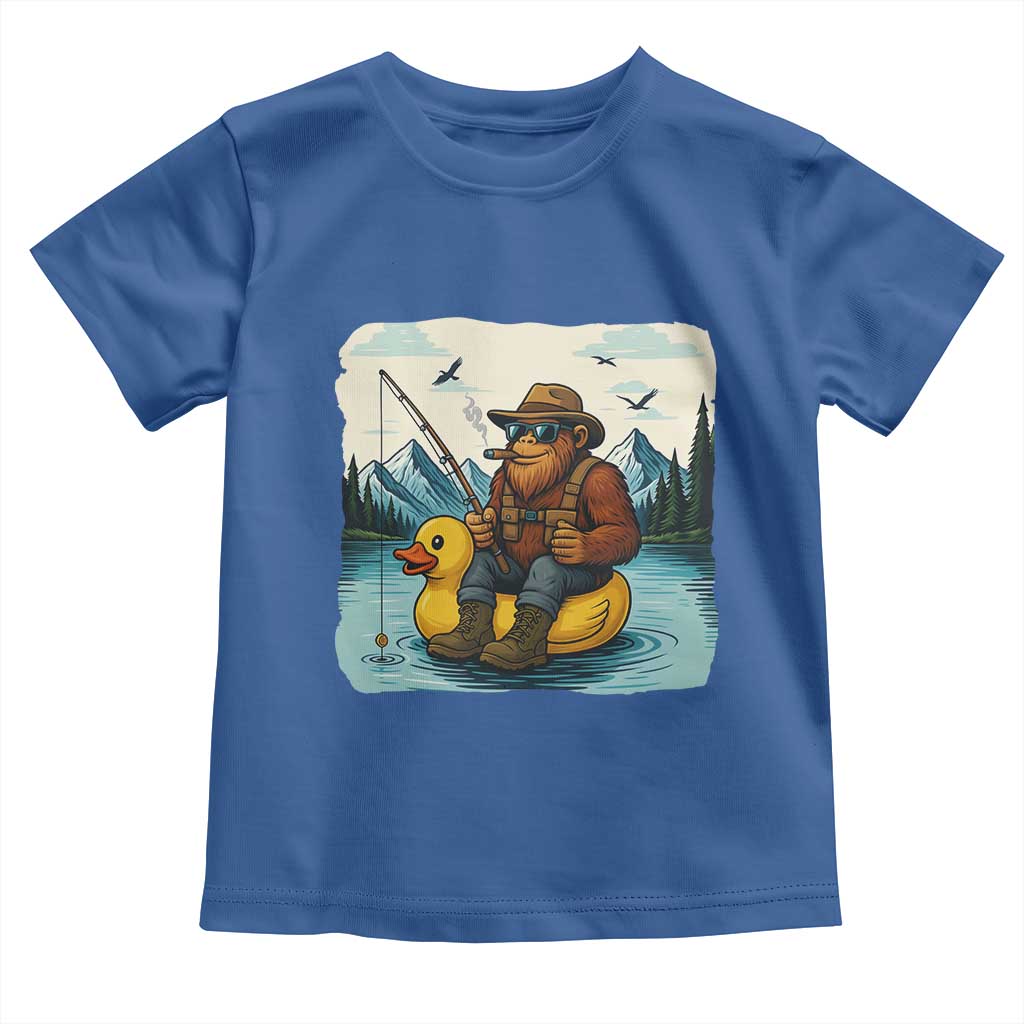 Funny Bigfoot Fishing Toddler T Shirt Sasquatch Sitting Rubber Duckie Cruise - Wonder Print Shop