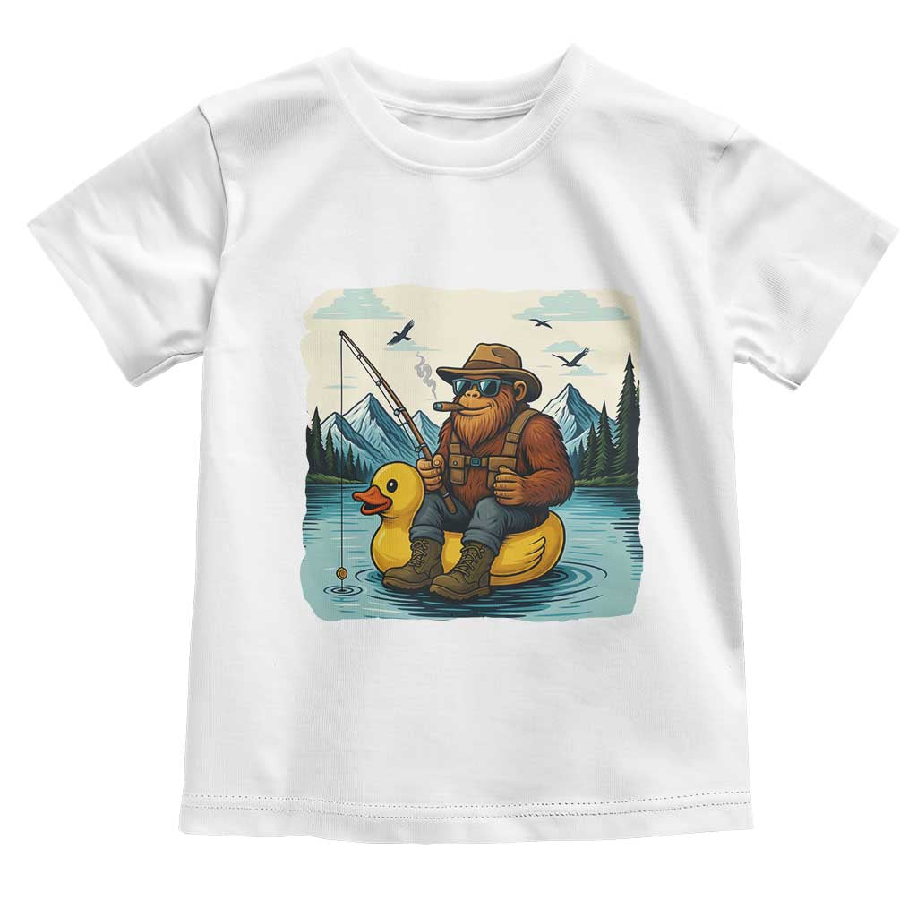 Funny Bigfoot Fishing Toddler T Shirt Sasquatch Sitting Rubber Duckie Cruise - Wonder Print Shop