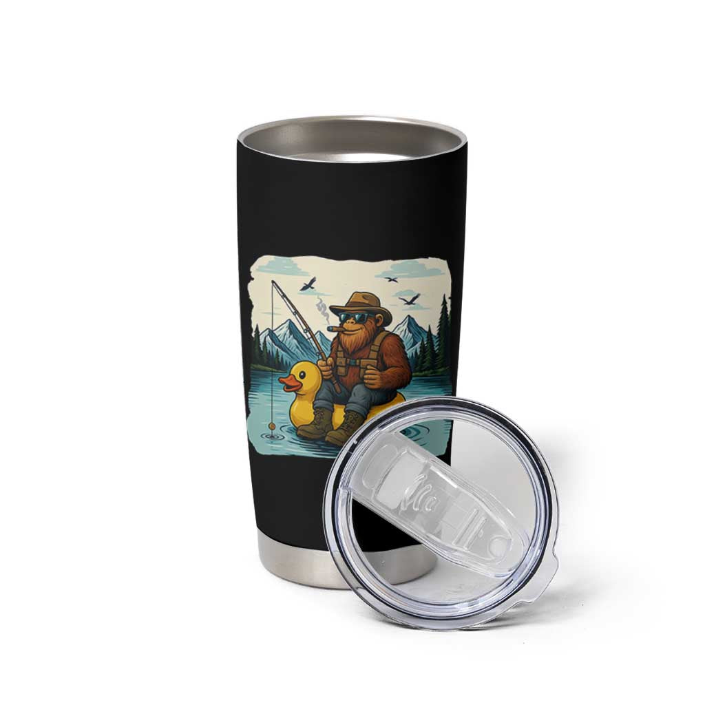 Funny Bigfoot Fishing Tumbler Cup Sasquatch Sitting Rubber Duckie Cruise - Wonder Print Shop