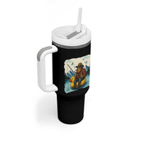 Funny Bigfoot Fishing Tumbler With Handle Sasquatch Sitting Rubber Duckie Cruise - Wonder Print Shop