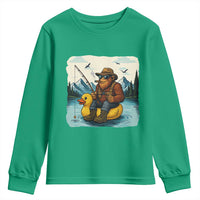 Funny Bigfoot Fishing Youth Sweatshirt Sasquatch Sitting Rubber Duckie Cruise - Wonder Print Shop
