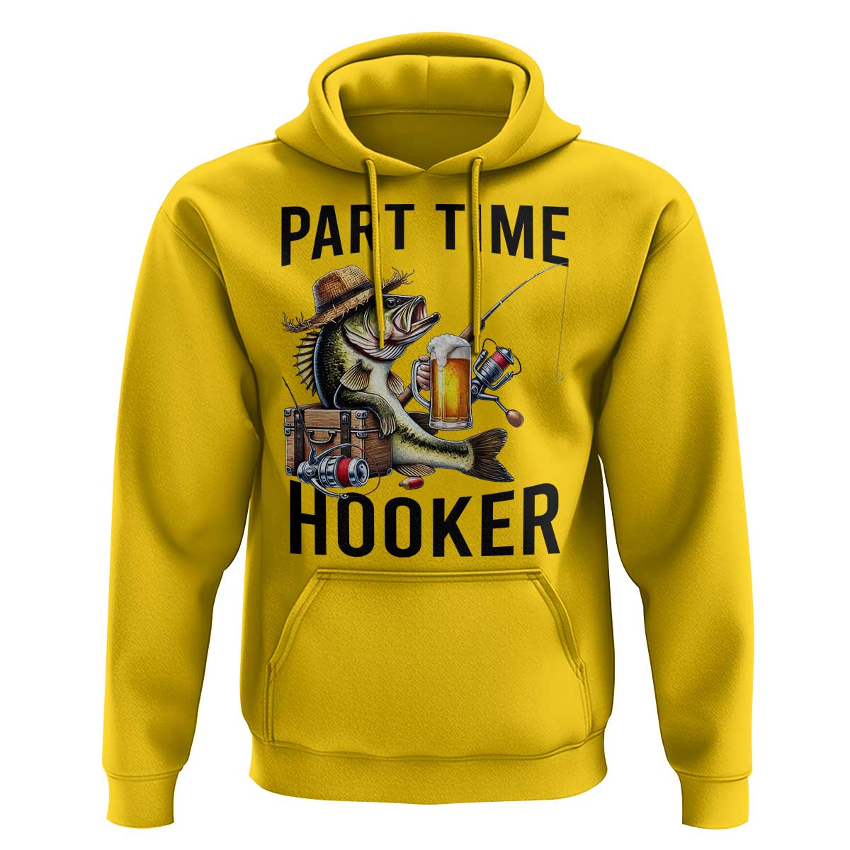 Part Time Hooker Hoodie Funny Bass Fishing Beer Joke - Wonder Print Shop