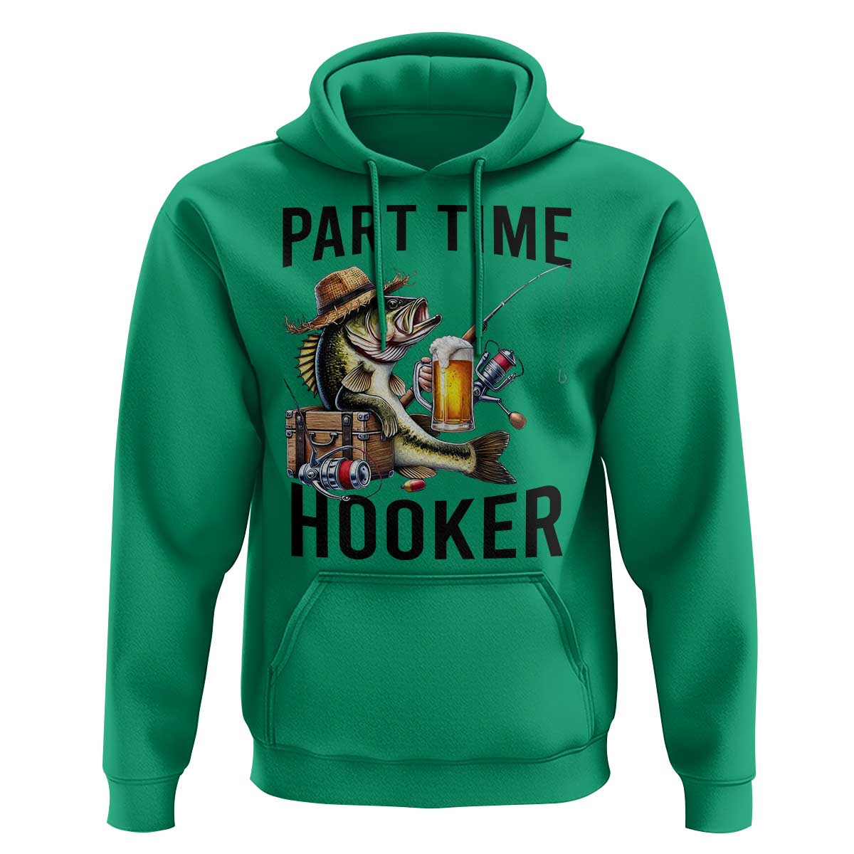 Part Time Hooker Hoodie Funny Bass Fishing Beer Joke - Wonder Print Shop