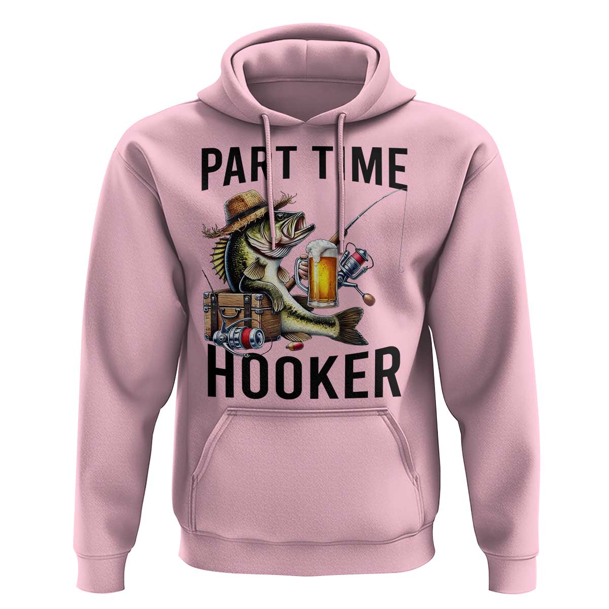 Part Time Hooker Hoodie Funny Bass Fishing Beer Joke - Wonder Print Shop
