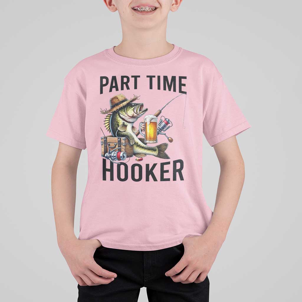 Part Time Hooker T Shirt For Kid Funny Bass Fishing Beer Joke - Wonder Print Shop