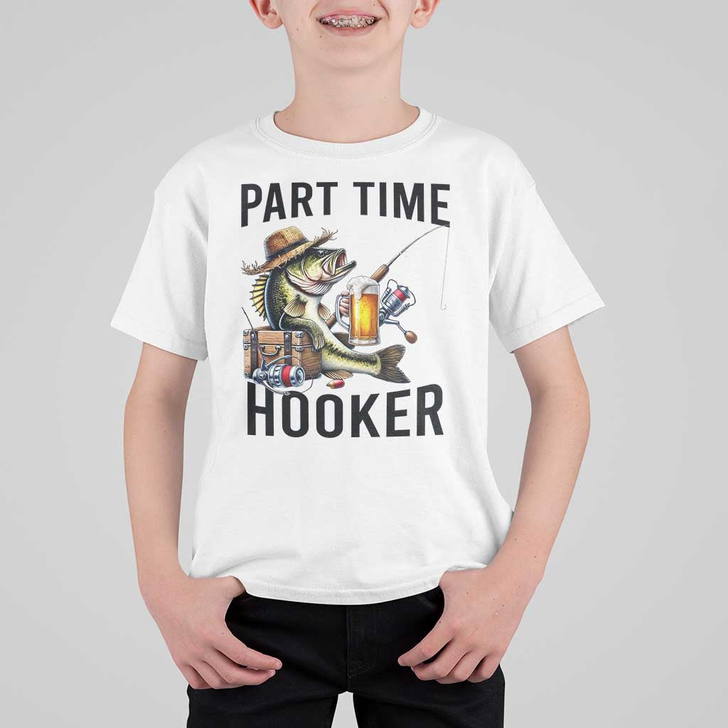 Part Time Hooker T Shirt For Kid Funny Bass Fishing Beer Joke - Wonder Print Shop